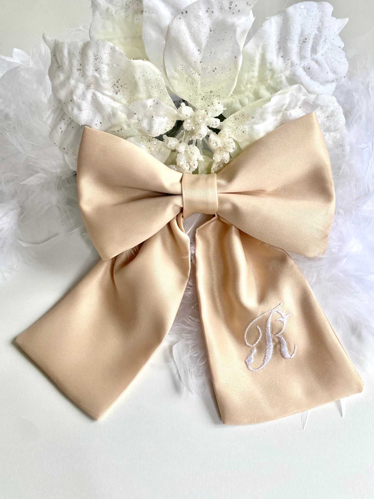 Initialed Satin Hair Bow