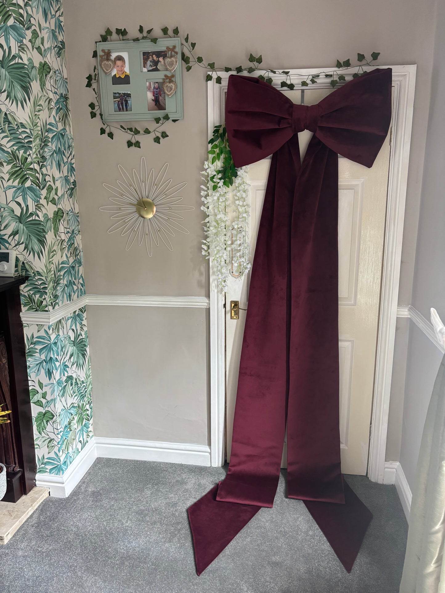 Custom Burgundy Velvet Christmas Bow – Handmade Tree Topper & Wall Décor