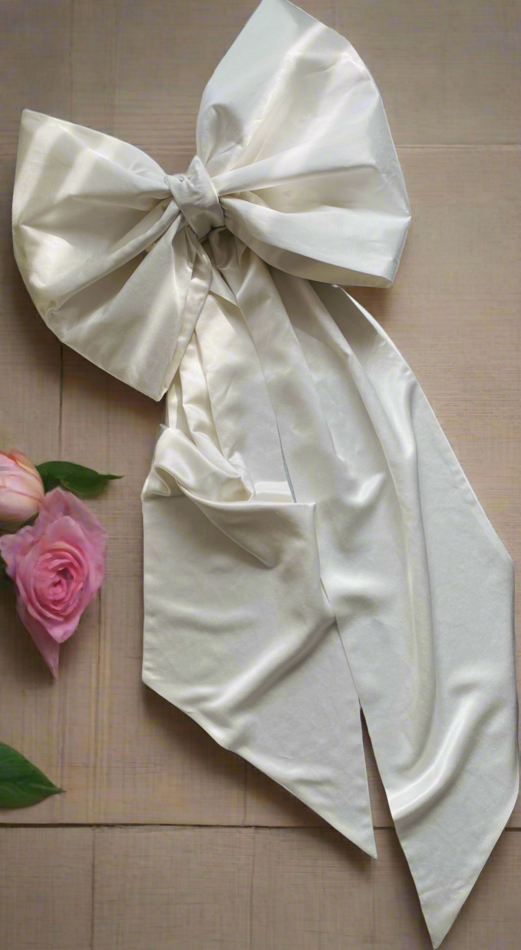 Natural Hemp Silk Bow, Large Decorative Bow