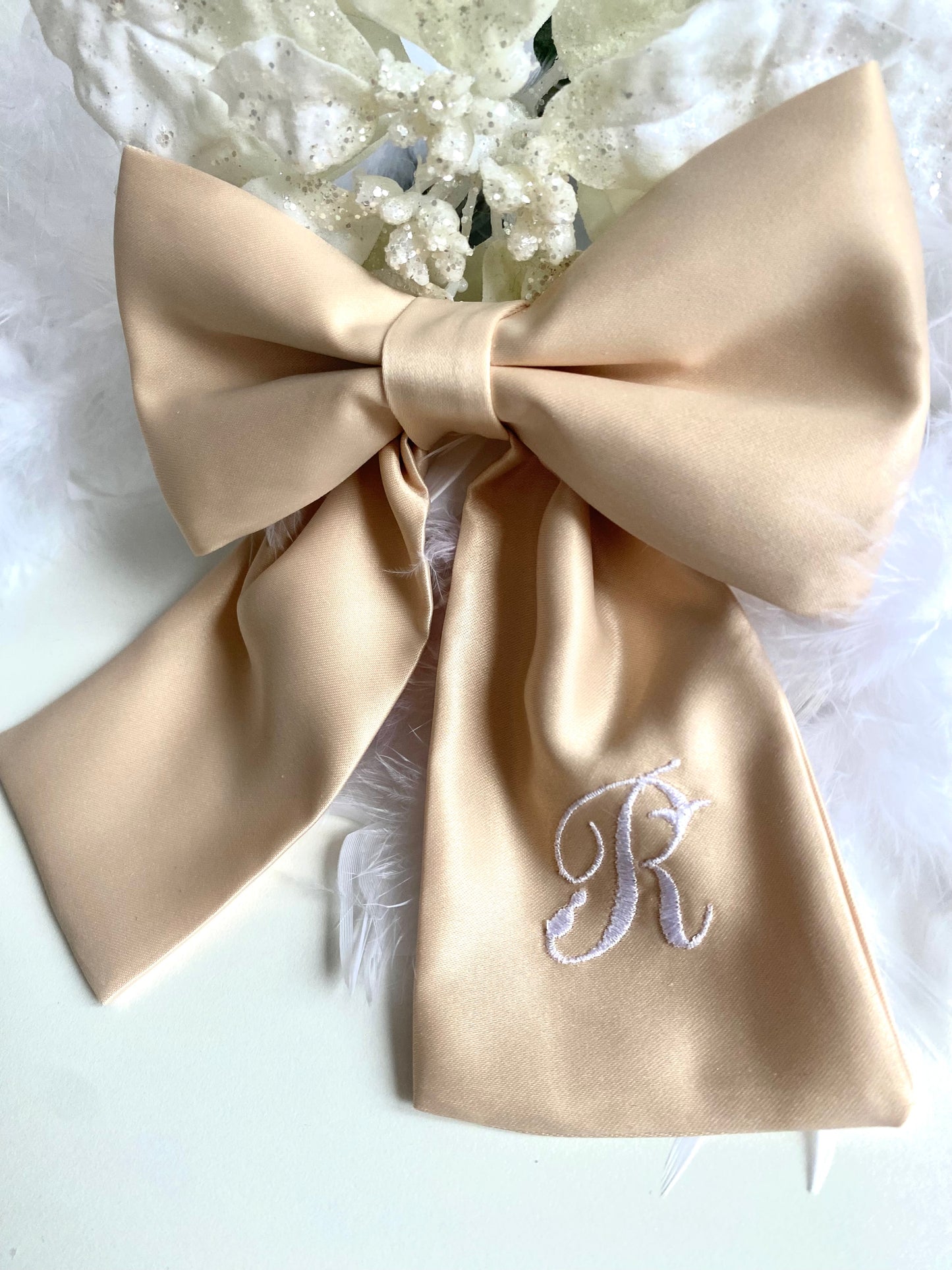 Initialed Satin Hair Bow