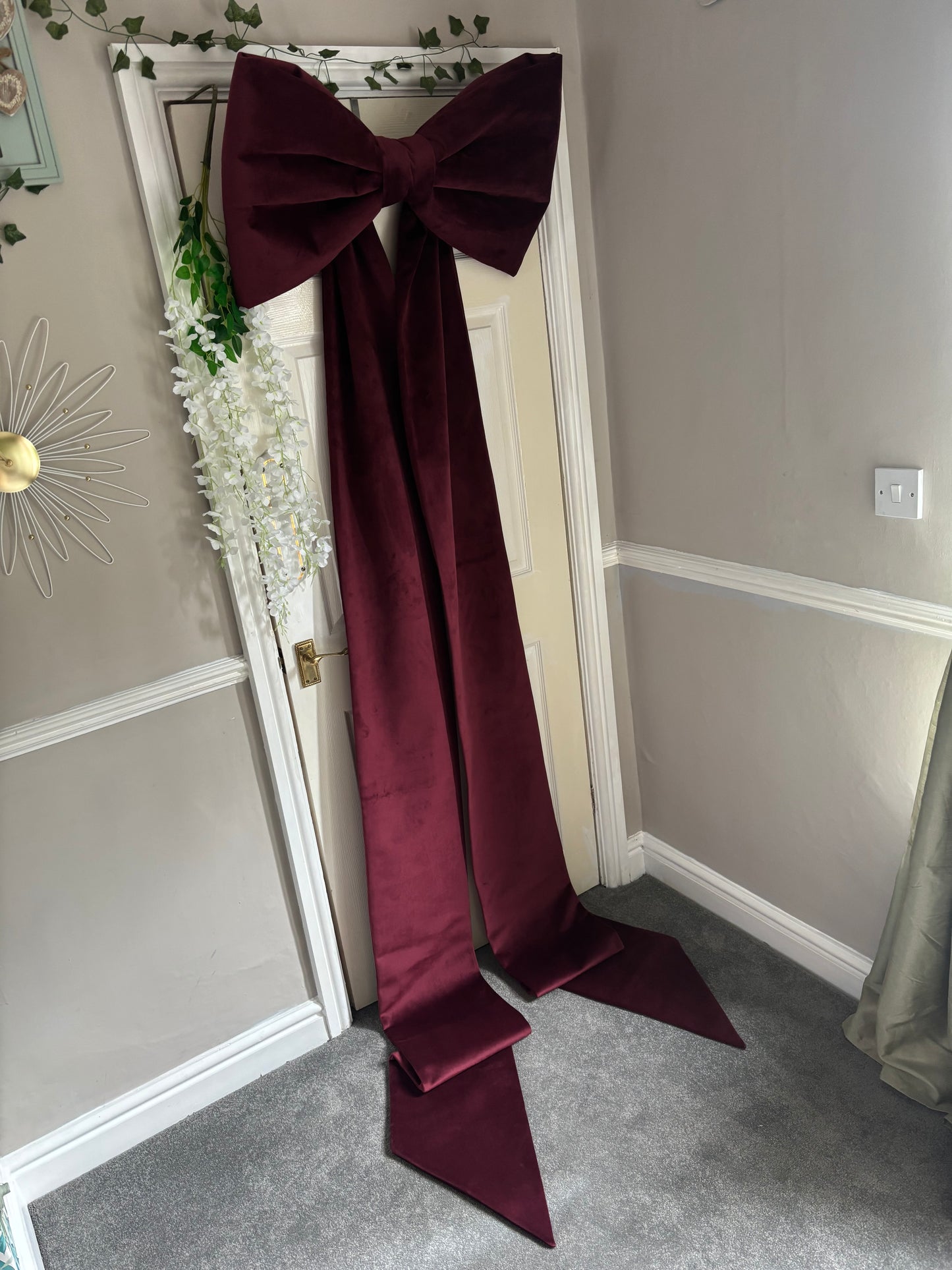 Custom Burgundy Velvet Christmas Bow – Handmade Tree Topper & Wall Décor