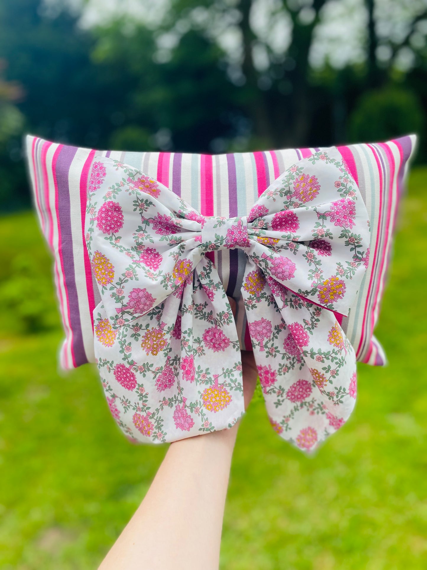 Striped Liberty Bow Cushion