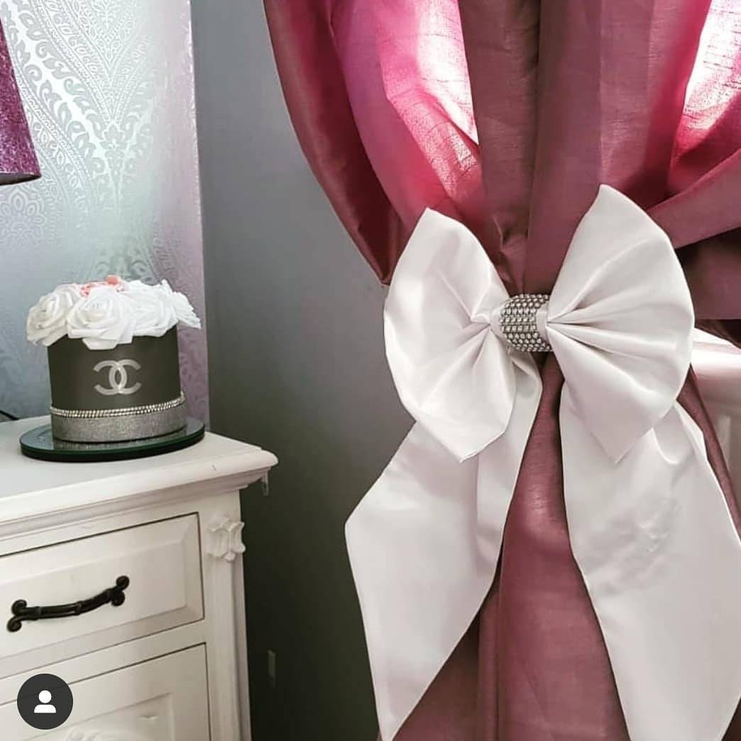 Satin Bow Curtain TieBack Set