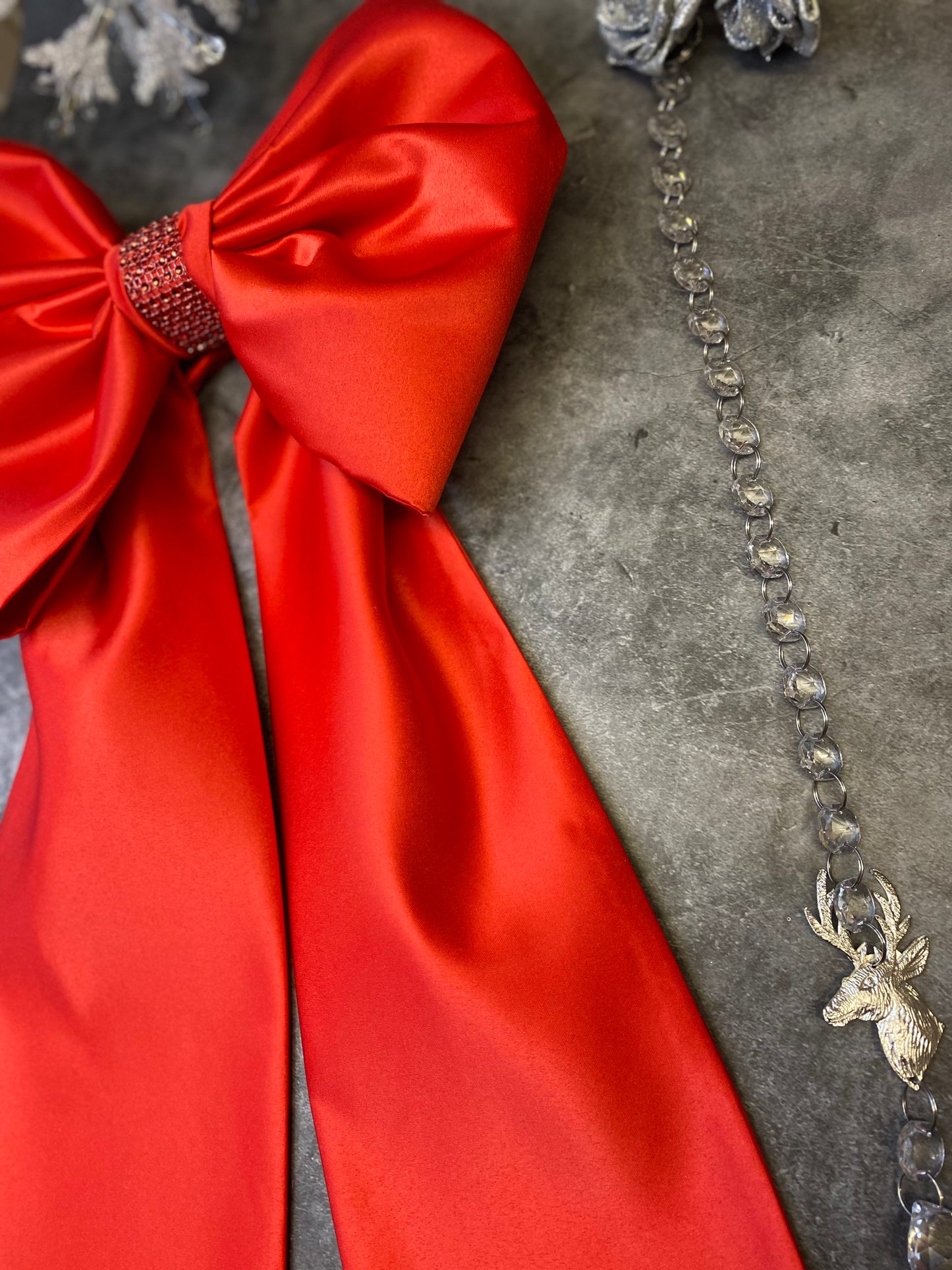 XL Red Satin Christmas Bow