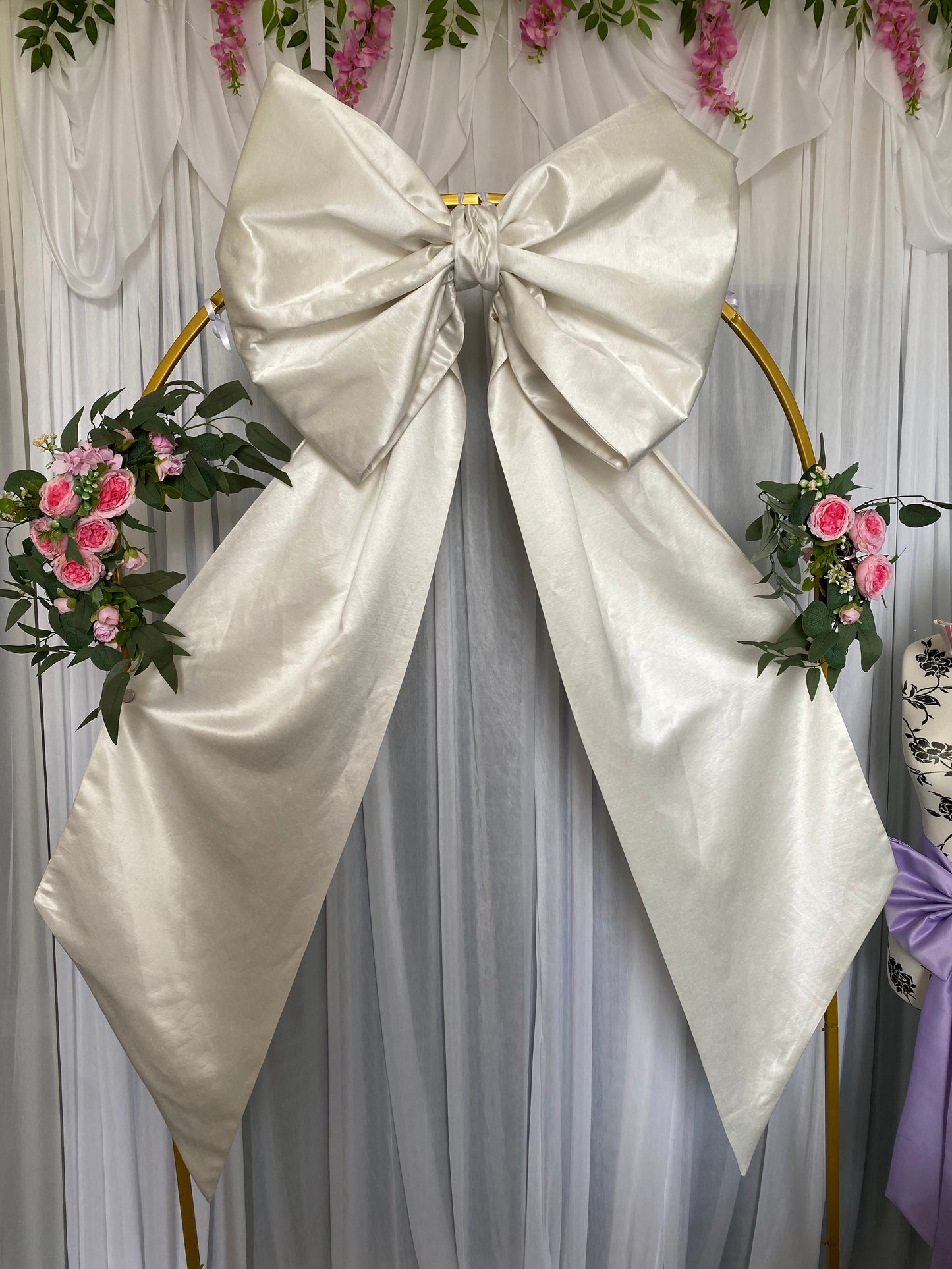 Natural Hemp Silk Bow, Large Decorative Bow