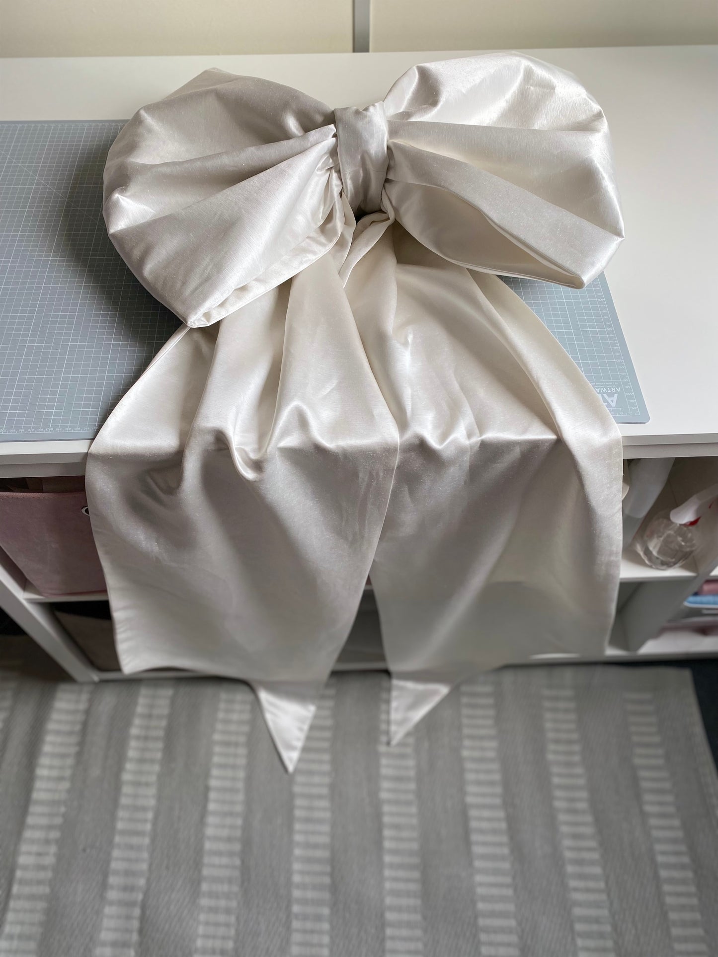Natural Hemp Silk Bow, Large Decorative Bow