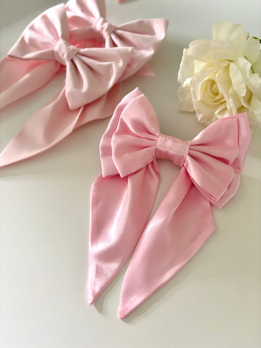 Pink Satin Hair Bow