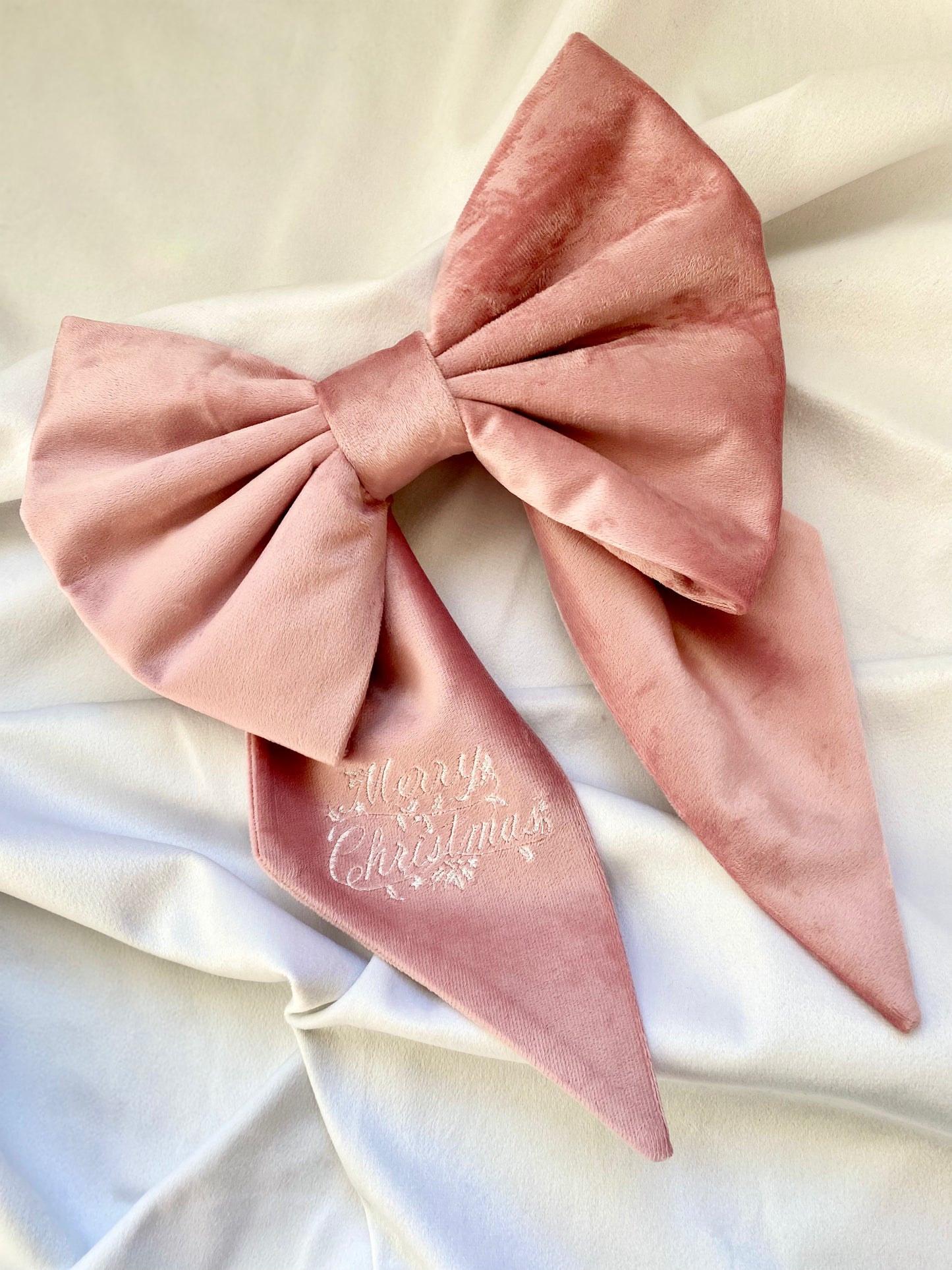 Pink velvet Christmas bow