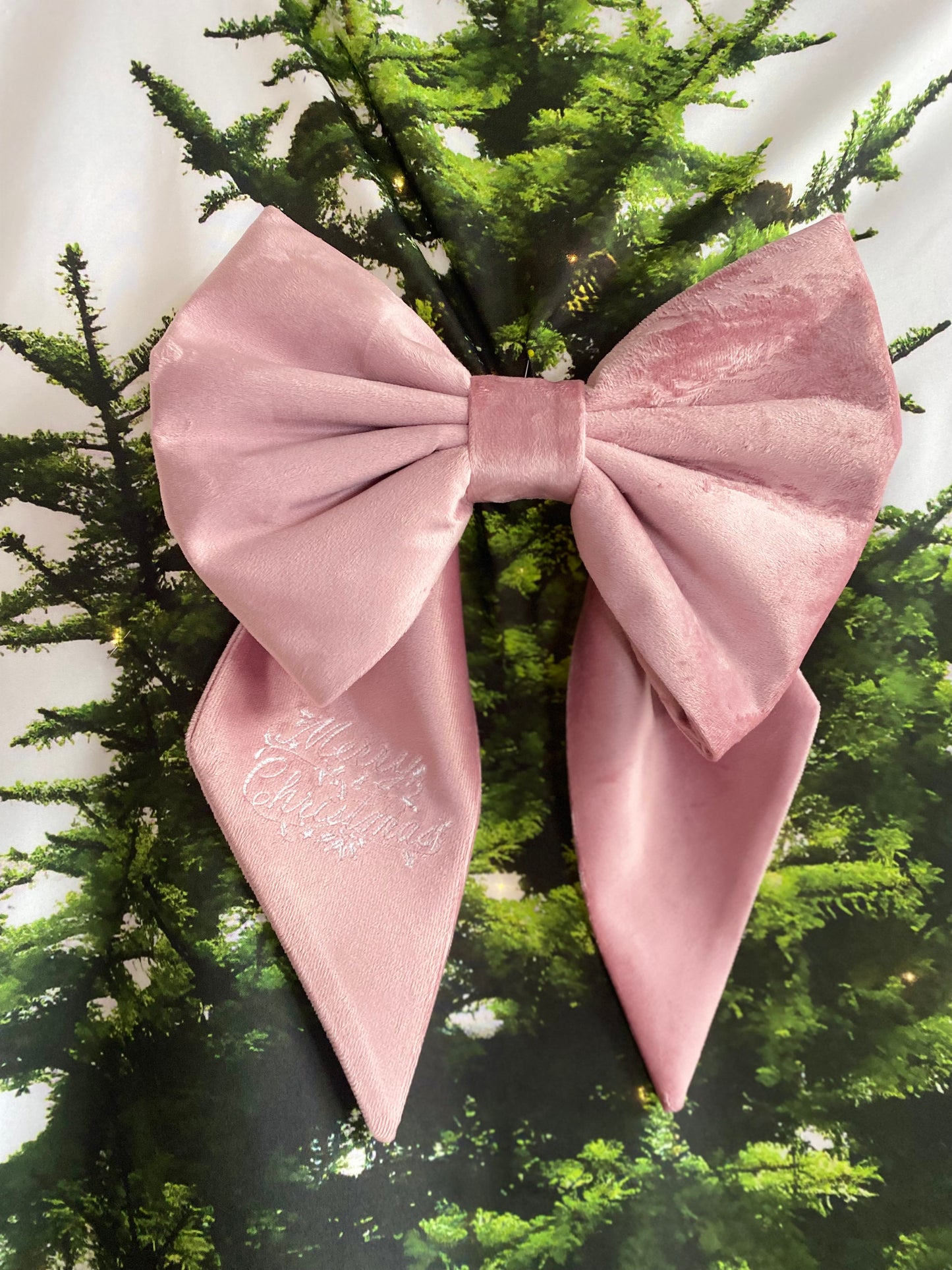 Pink velvet Christmas bow