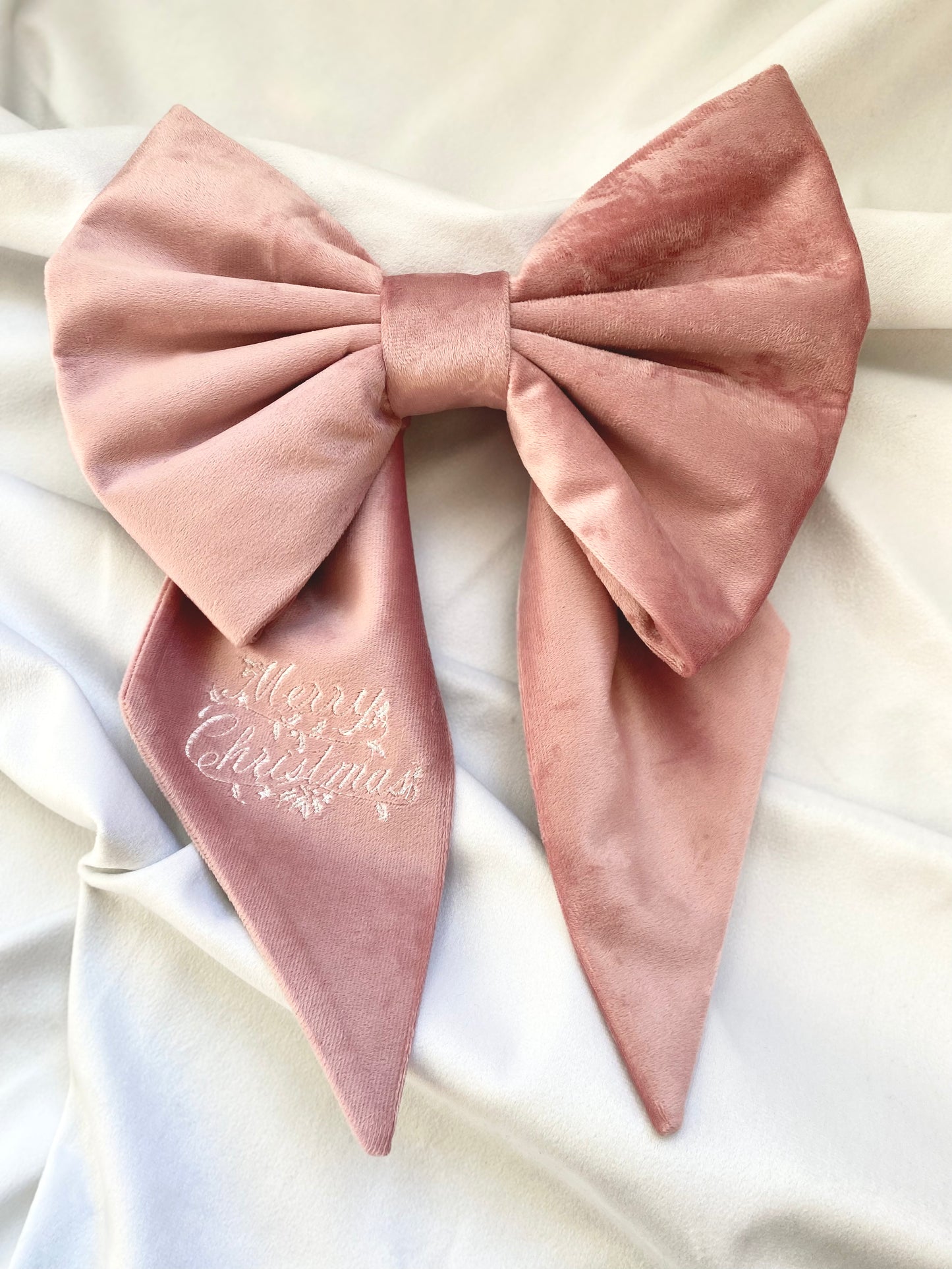 Pink velvet Christmas bow