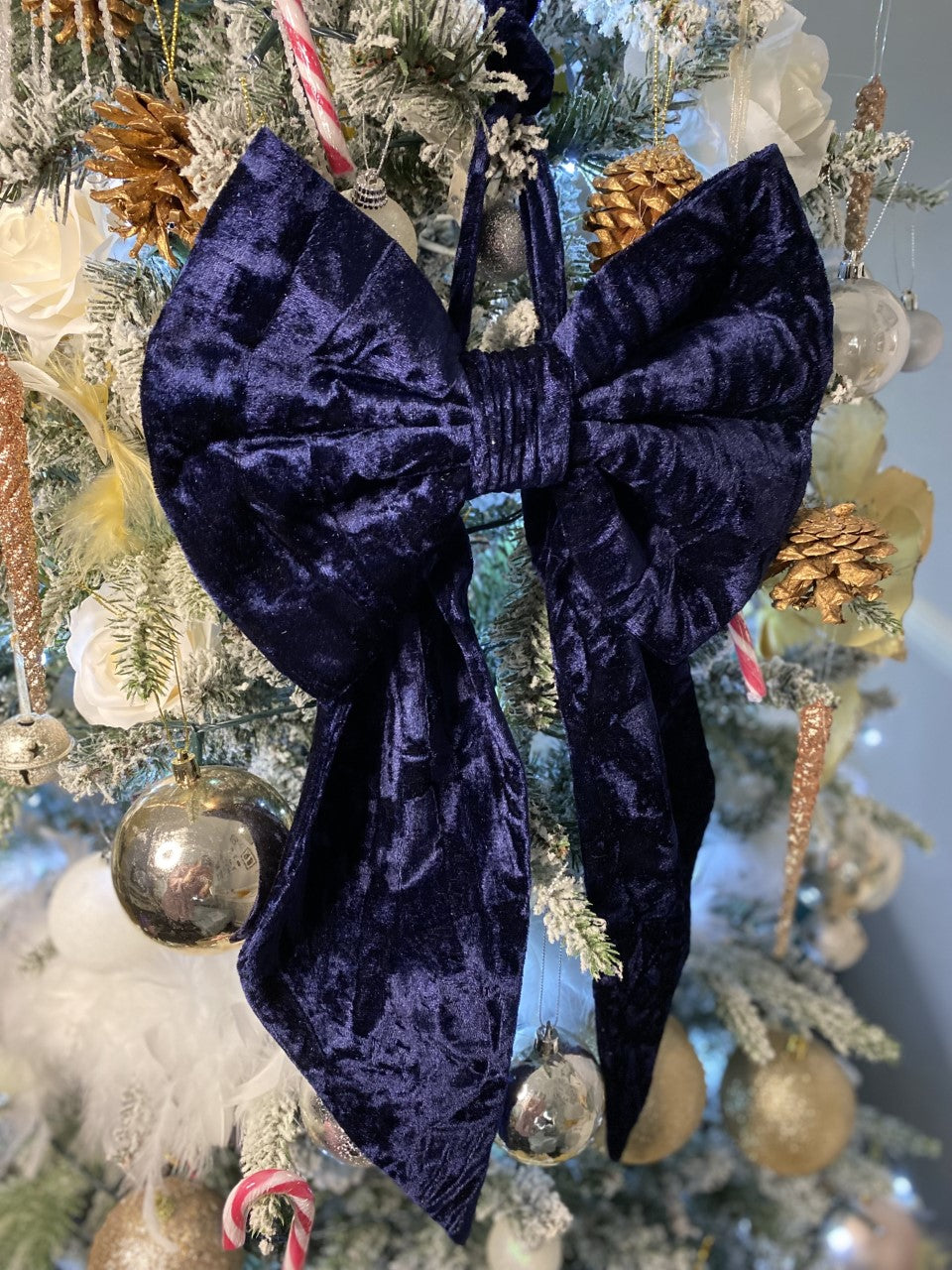 Large Navy Christmas Bow