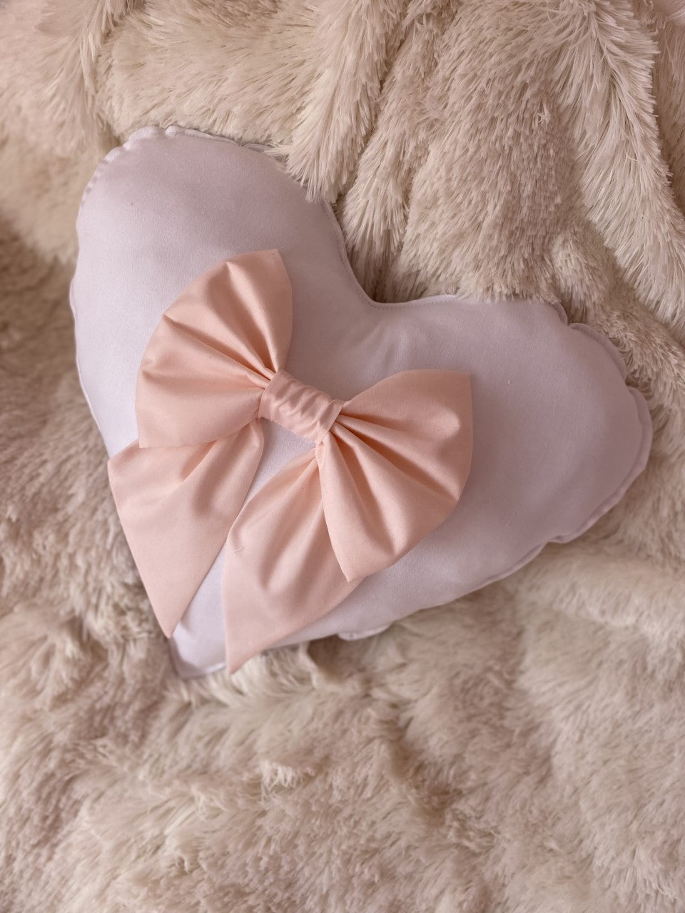 Beautiful Decorative Heart Cotton Bow Cushion