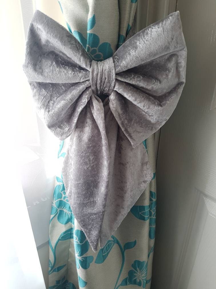 Crushed Velvet Cot Bow/ Curtain Tie Back x 1 Available in Pink, White, Silver or Blue