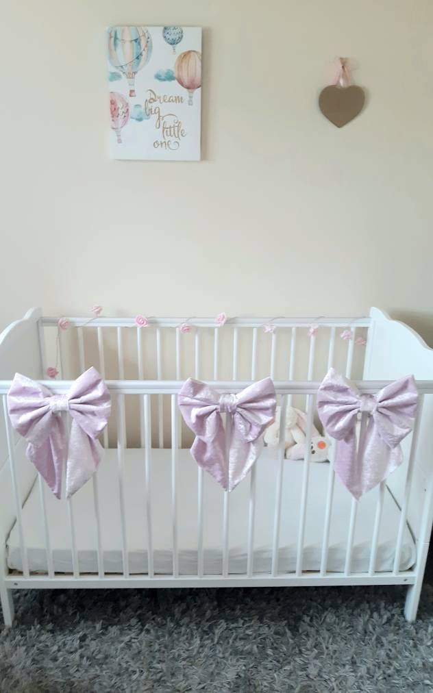 Crushed Velvet Cot Bow/ Curtain Tie Back x 1 Available in Pink, White, Silver or Blue