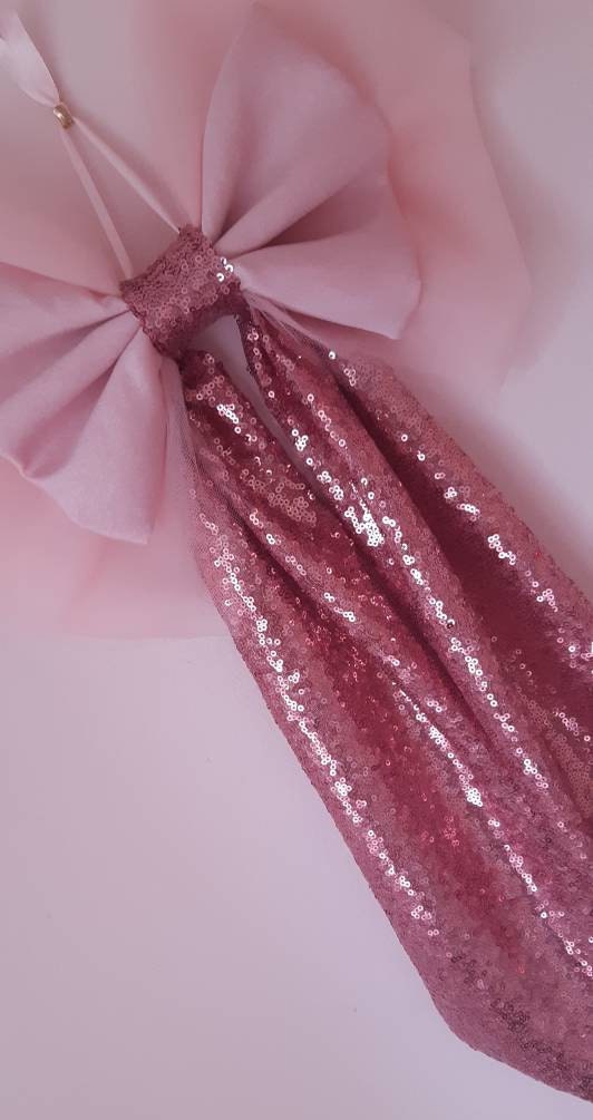 Large Pink Sequinned Christmas Bow