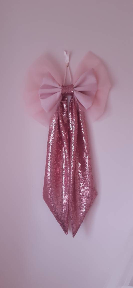 Large Pink Sequinned Christmas Bow