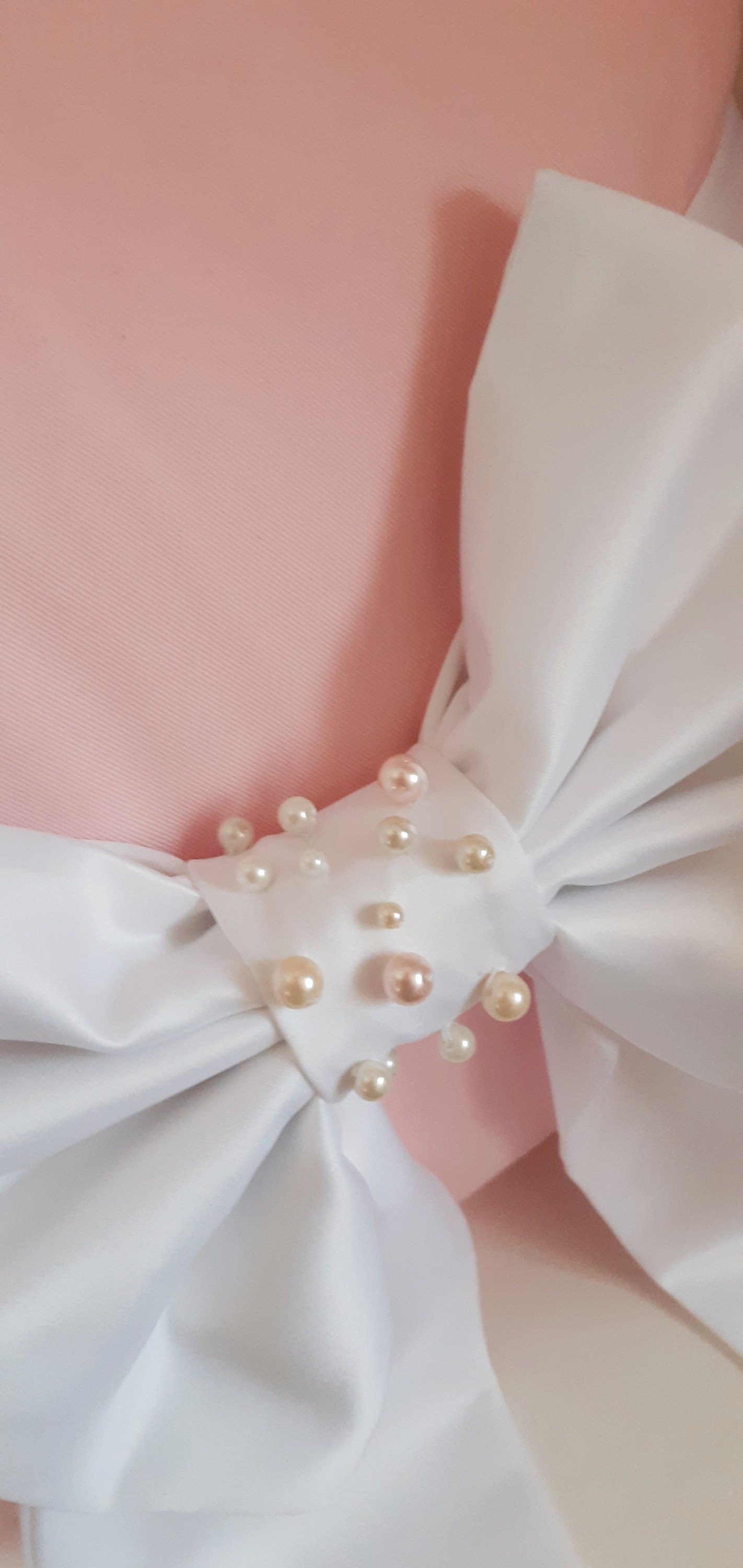 Blush Pink Pearl Bow Cushion