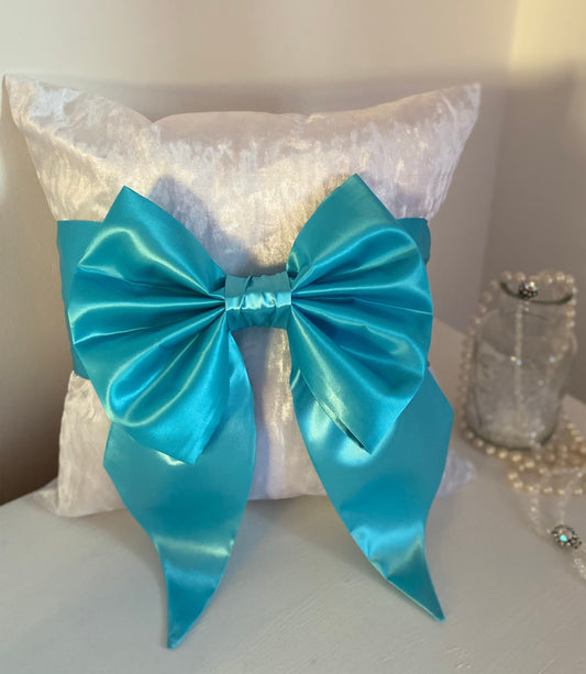 Tiffany Blue Decorative Bow Cushion