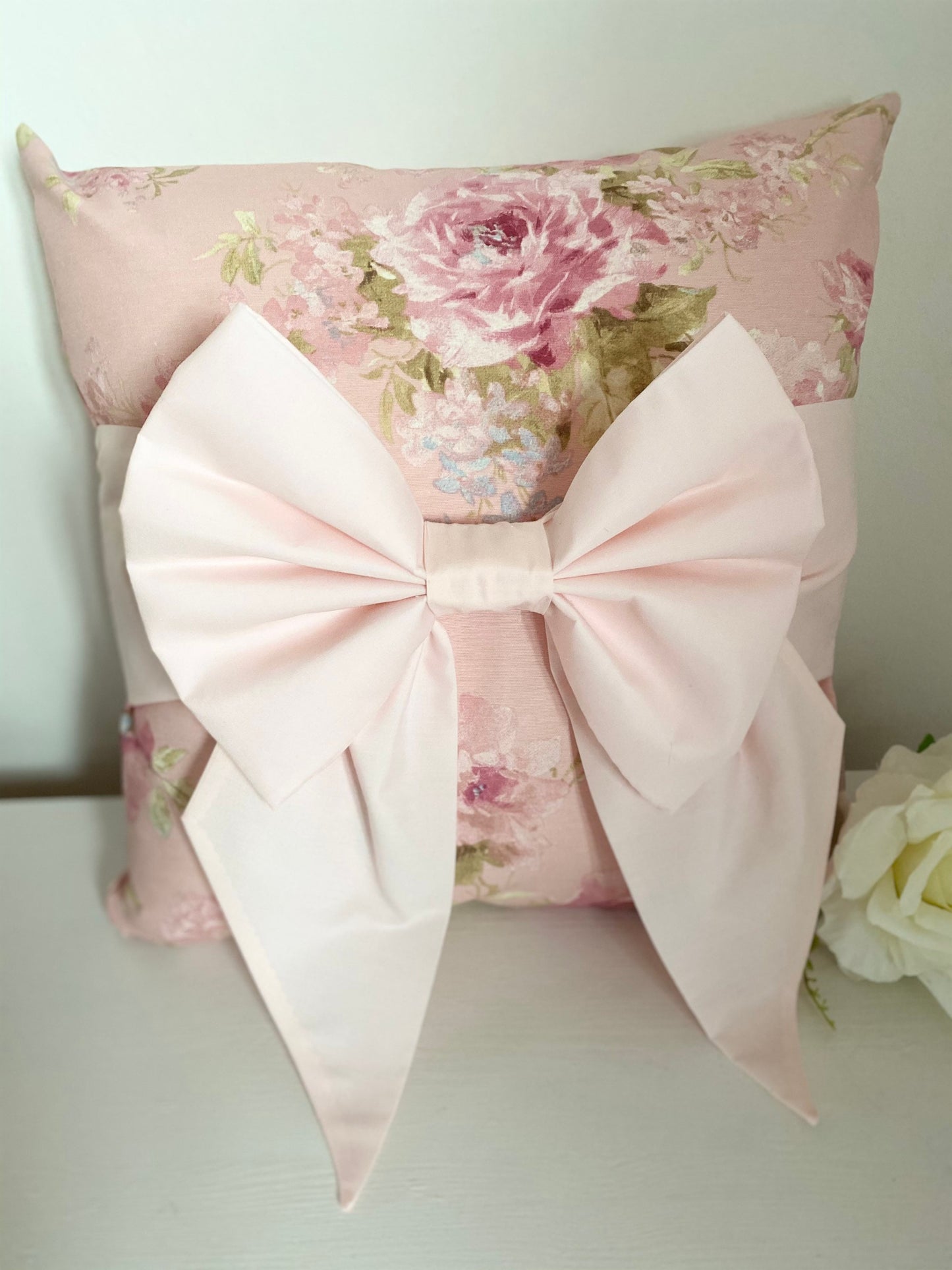 Pink Floral Bow Cushion