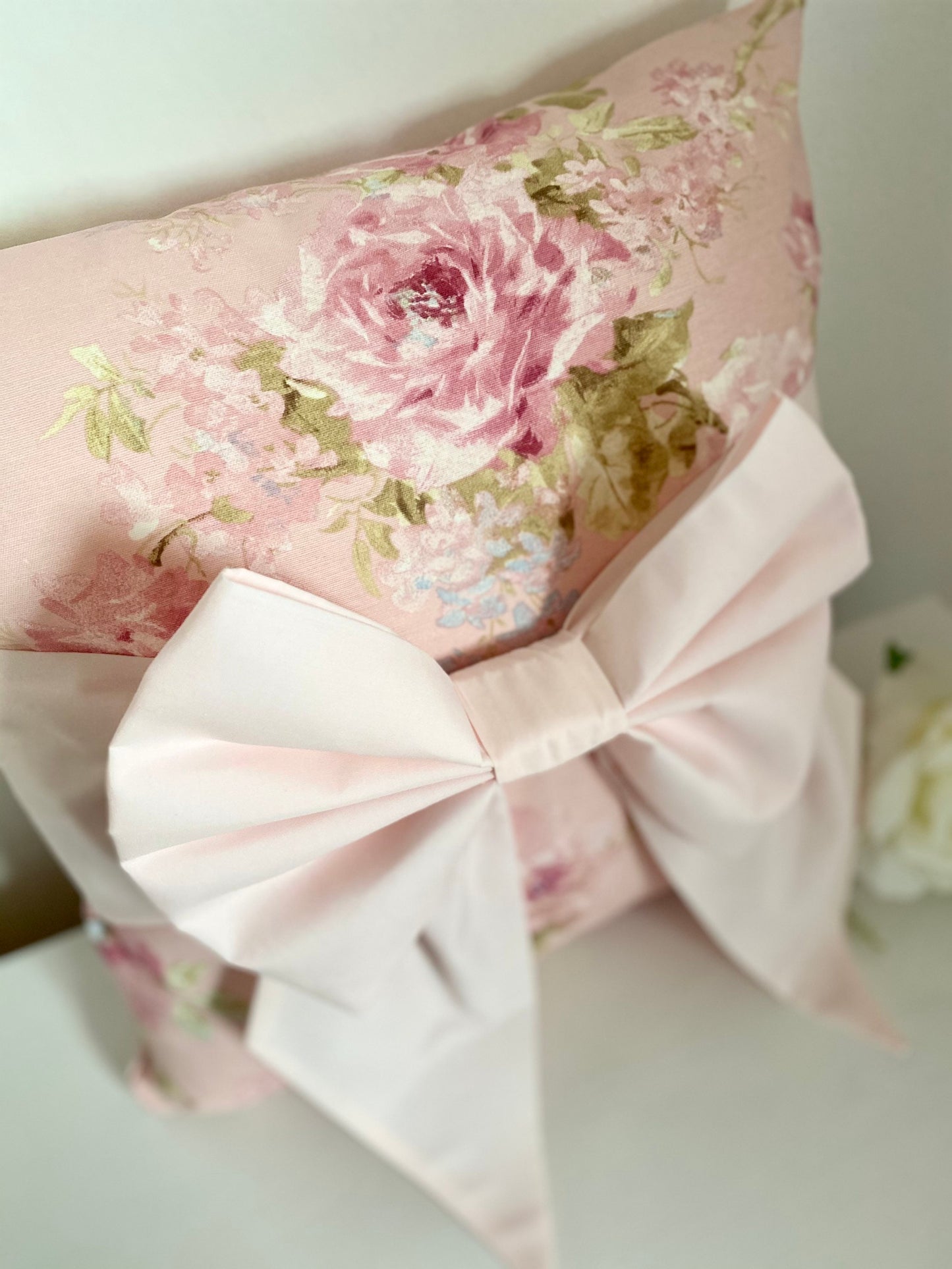 Pink Floral Bow Cushion
