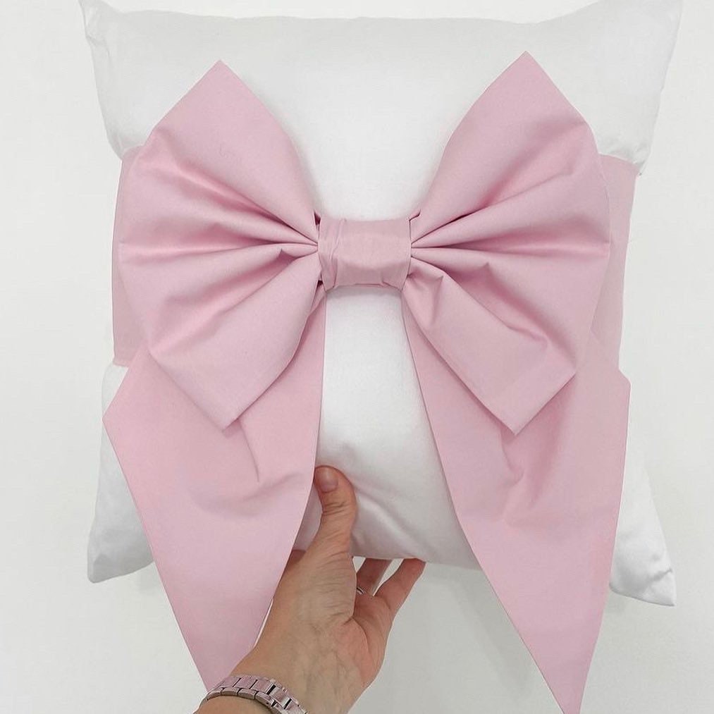 Pink Cotton Bow Cushion