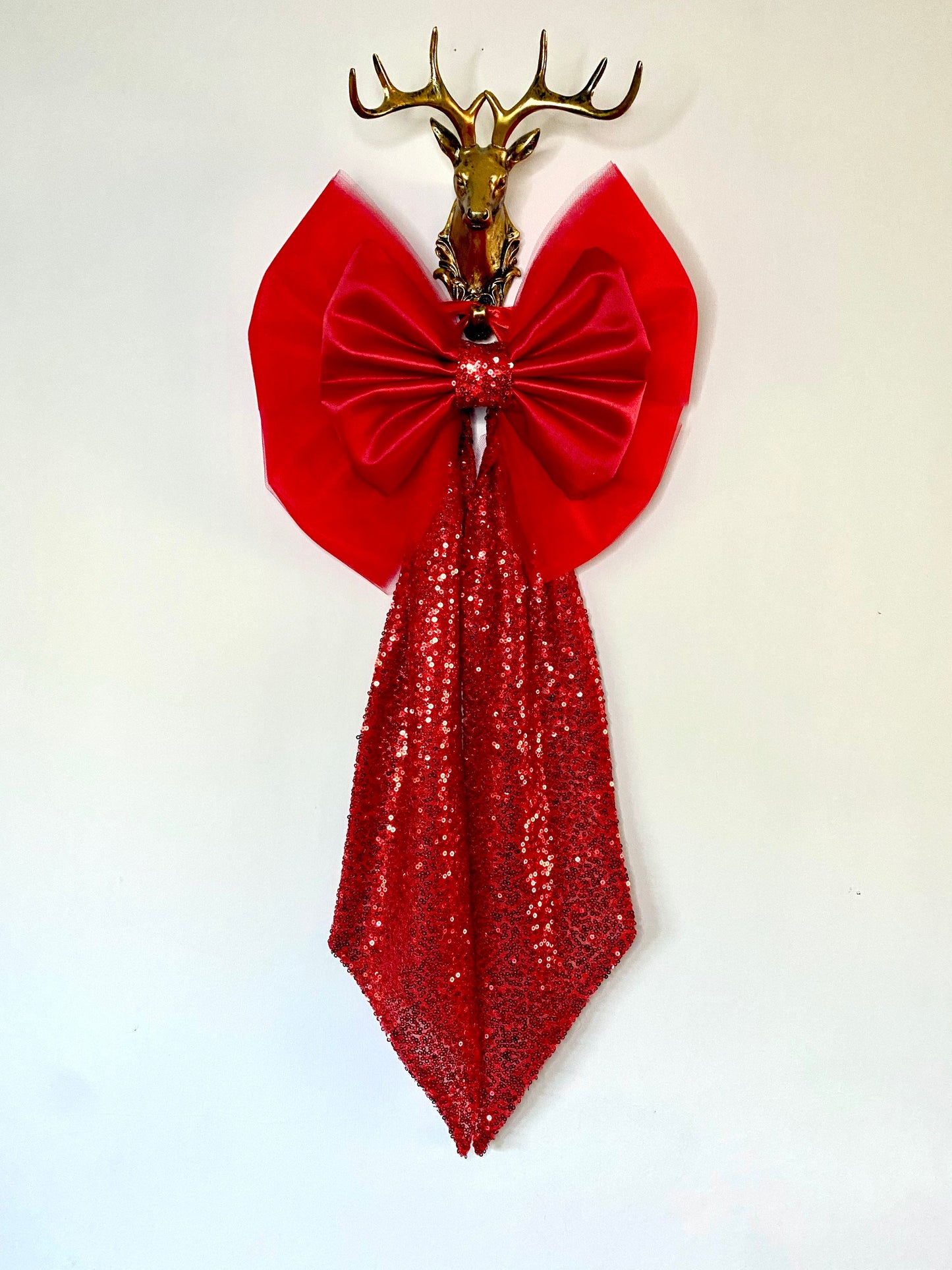 Large Red Sequinned Christmas Bow