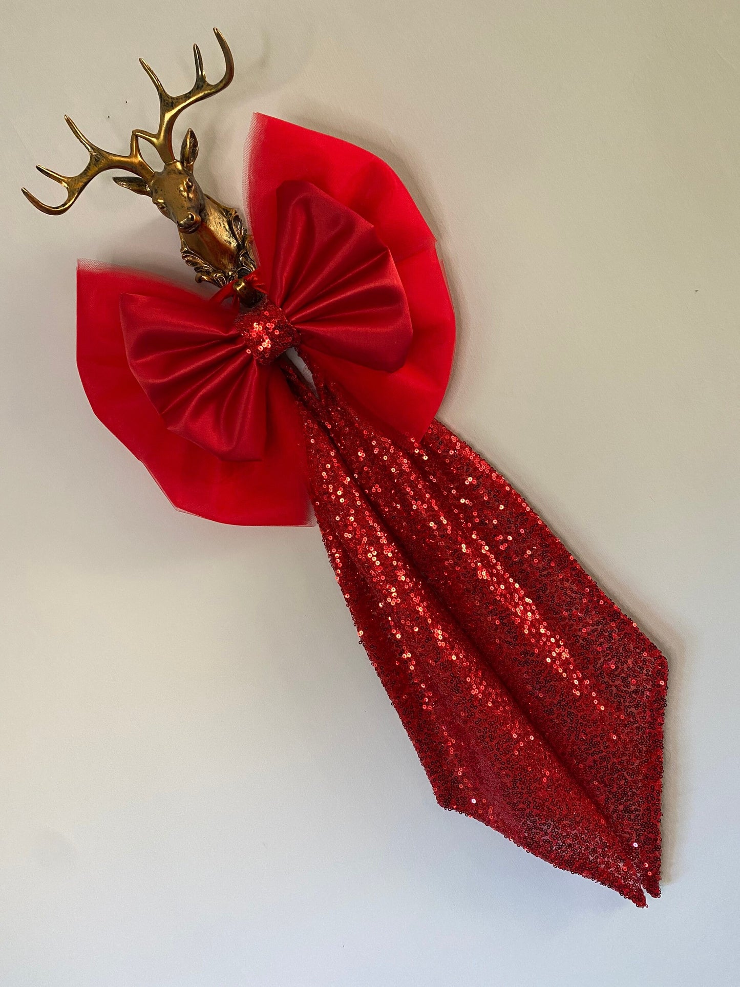 Large Red Sequinned Christmas Bow