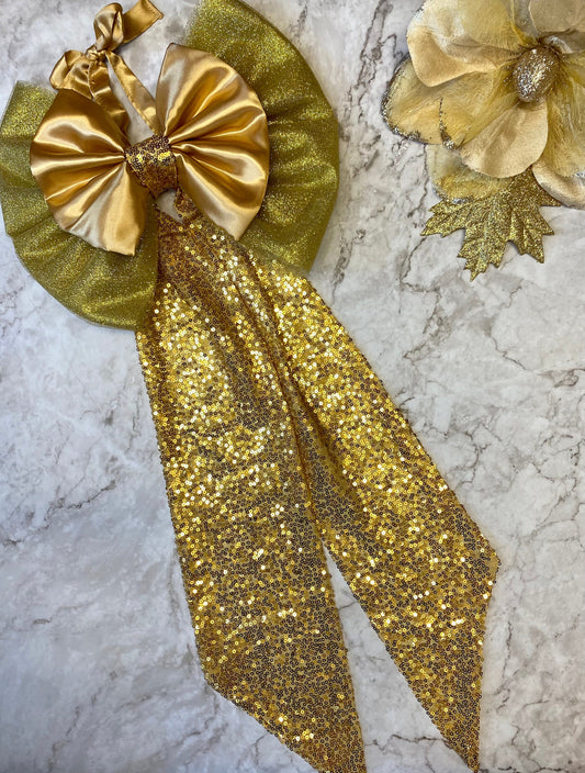 Large Gold Sequinned Christmas Bow