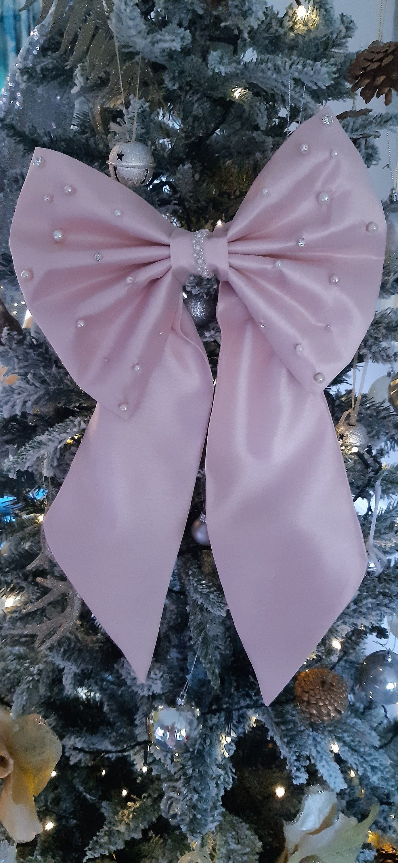 Satin and Pearl Christmas Bow