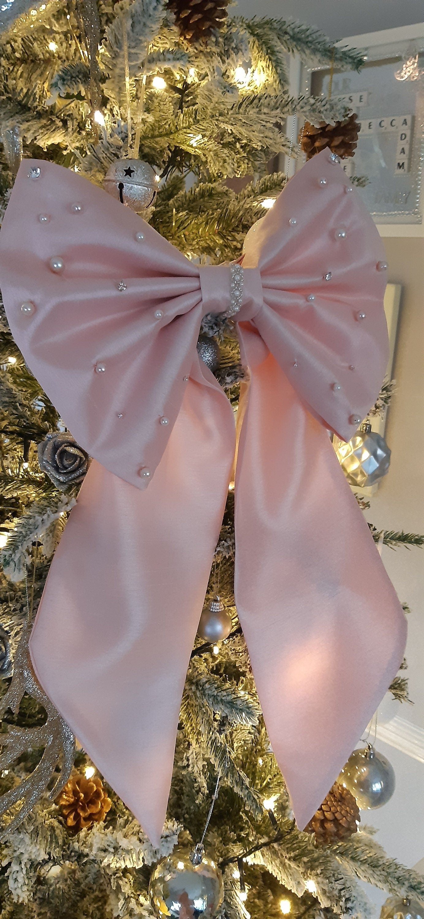 Satin and Pearl Christmas Bow