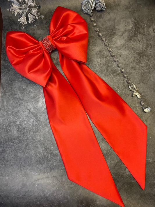 XL Red Satin Christmas Bow