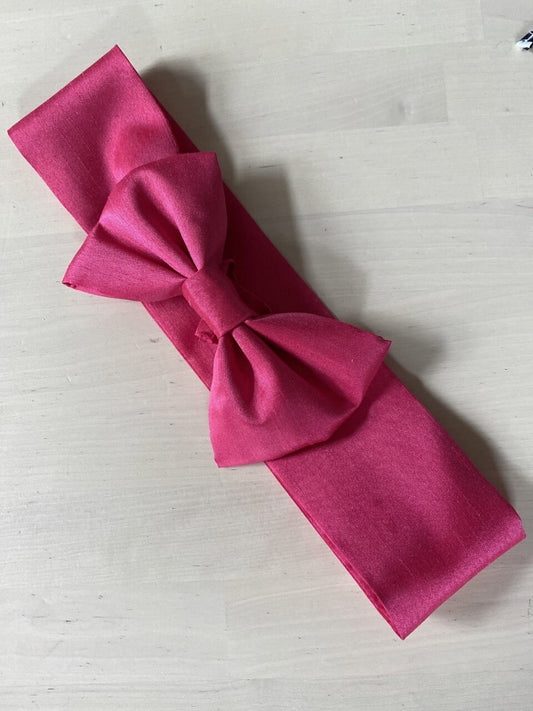 Pink Silk Bow headband