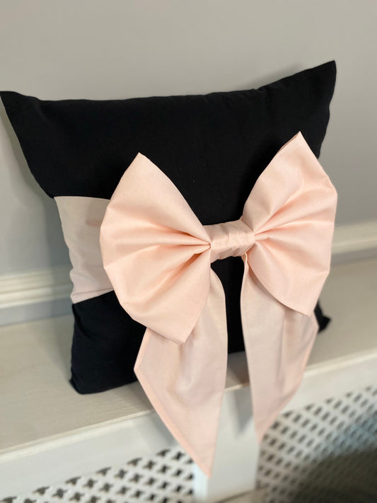 Black Cotton Bow Cushion