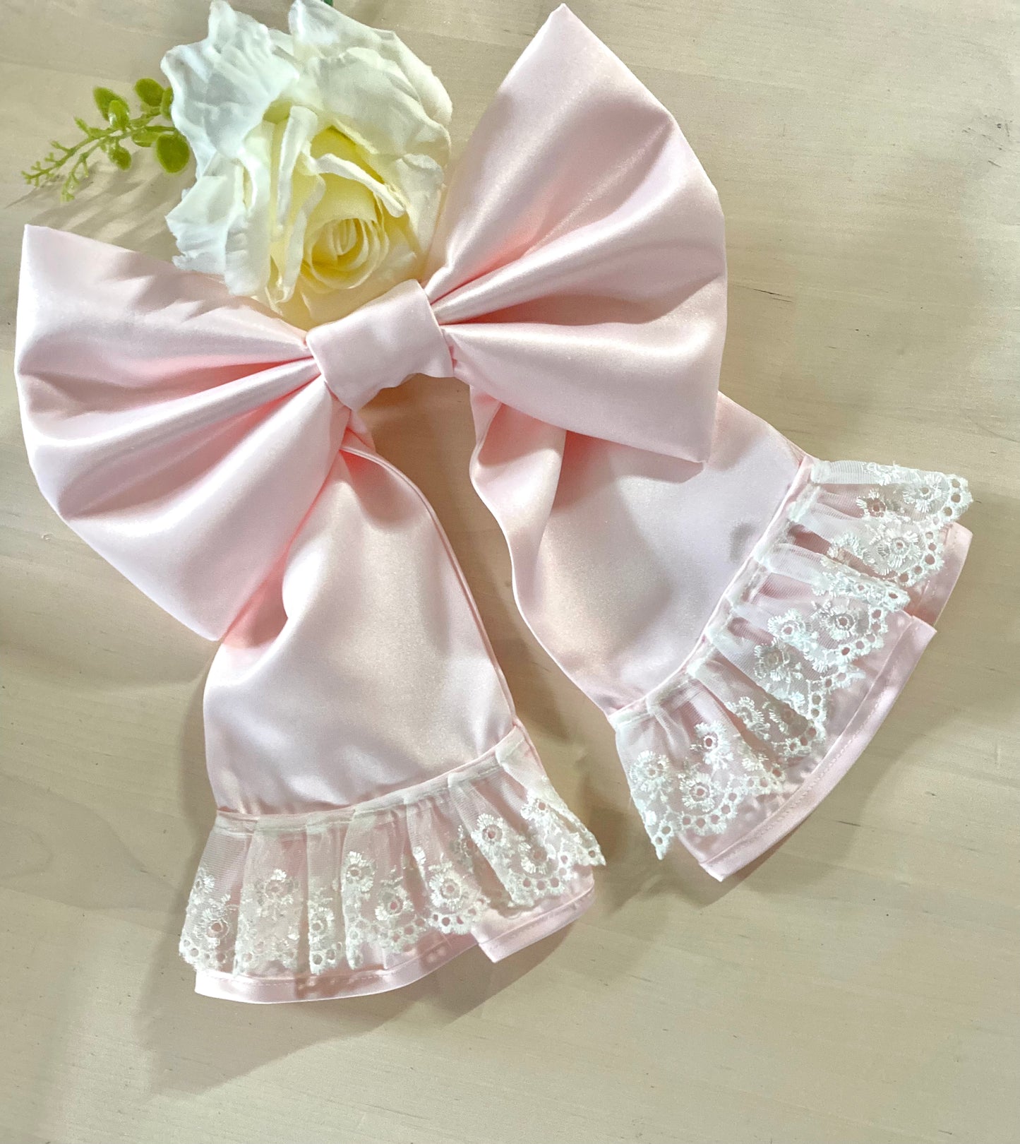 Satin & Lace Bow Curtain TieBack Set